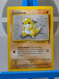 Sandshrew 91/130 Base Set 2 - Common Pokemon Card TCG - WOTC - Image 3