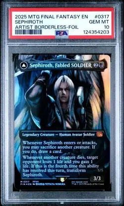 PSA 10 GEM MT Sephiroth Fabled Soldier Borderless Artist Foil 317 MTG FIN Amano - Image 1