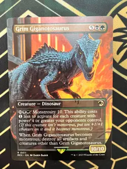 Grim Giganotosaurus (Borderless) NM MTG Universes Beyond: Jurassic World Coll... - Image 1