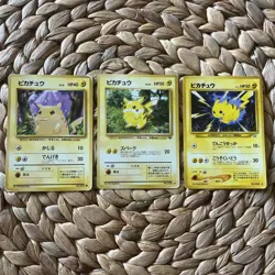 Pikachu No.025 Vintage Bundle x3 Japanese Pokemon Card WOTC LP/MP 1996-2000 - Image 3