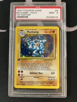 1999 POKEMON BASE SET 1ST EDITION #8 MACHAMP-HOLO PSA 9 - Image 1
