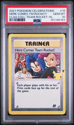 2021 POKEMON CELEBRATIONS CLASSIC COLL #15 HERE COMES TEAM ROCKET!-HOLO PSA 10 - Image 1