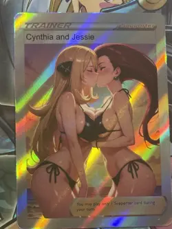 Pokemon Cynthia & Jessie Anime Waifu Custom DIY Trainer Art Pokemon card - Image 2