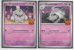 Greavard & Houndstone - Lot Of 2 Cards - Pokemon Trick Or Trade Stamped - Image 1