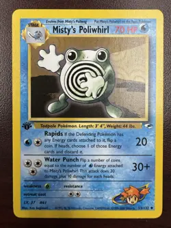 Mistys Poliwhirl 1st Edition 53/132 Pokemon Gym Heroes Vintage Card WOTC LP - Image 1