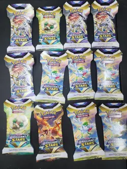 Pokemon TCG: Sword & Shield-Brilliant Stars Sleeved Booster Pack - LOT OF 12 820650809972 - Image 1