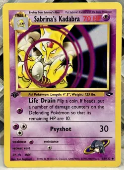 Pokemon TCG 1st Edition Sabrina's Kadabra 58/132 Gym Challenge 2000 WOTC. MP - Image 1