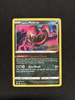 Pokemon Galarian Moltres SWSH125 Evolving Skies Prerelease Promo Holo - Image 1