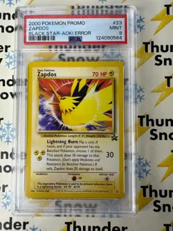 ⚡❄ 2000 Pokemon Black Star Promo Aoki Error #23 Zapdos PSA 9 - Image 1