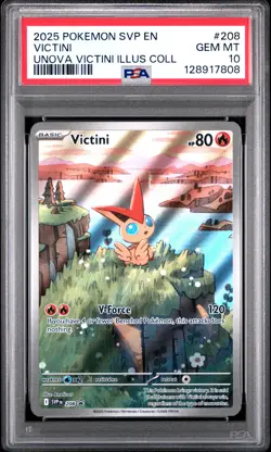 2025 Pokemon SVP EN-SV Black Star Promo Victini #208 Unova Collection PSA 10 - Image 1