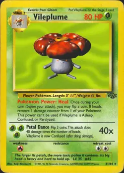 Vileplume 31/64 Rare Jungle Pokemon Card NM - Image 1