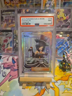 Pokemon TCG Evelyn Sun & Moon Team Up 175/181 Holo Ultra Rare PSA 9 Mint - Image 1