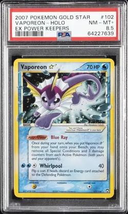 2007 POKEMON EX POWER KEEPERS GOLD STAR #102 VAPOREON-HOLO PSA 8.5 - Image 1