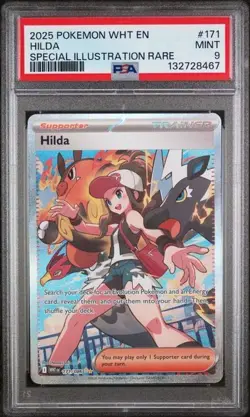 PSA 9 2025 POKEMON WHT EN-WHITE FLARE #171 HILDA SPECIAL ILLUSTRATION RARE - Image 1
