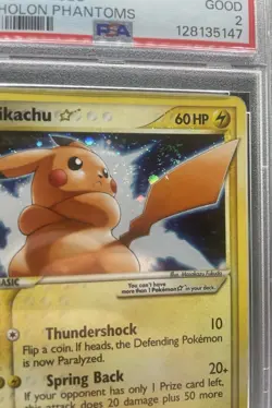 Gold Star Pikachu Pokemon 104/110 EX Holon Phantoms PSA 2 SWIRL, ORB And CROSSES - Image 4
