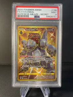 Pokemon TCG Darkness Ablaze - Coalossal Full Art Secret Rare #198 - PSA 9 Mint - Image 1