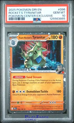Pokemon Card PSA 10 Team Rocket's Tyranitar 096/182 Center Stamp Promo 2025 #1 - Image 1