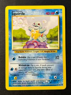 Squirtle 63/102 4th Print Base Set - Common Pokemon Card - WOTC LP + - Image 1