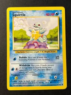 Squirtle 63/102 4th Print Base Set - Common Pokemon Card - WOTC Near Mint - Image 1
