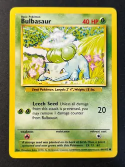 Bulbasaur 44/102 4th Print Base Set - Common Pokemon Card - WOTC B LP + - Image 1