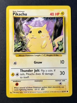 Pikachu 58/102 4th Print Base Set - Common Pokemon Card - WOTC Near Mint - - Image 1