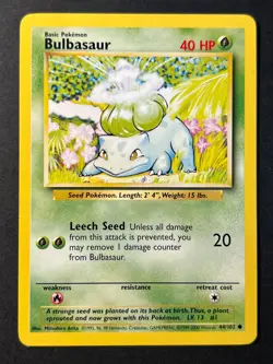 Bulbasaur 44/102 4th Print Base Set - Common Pokemon Card - WOTC B LP - Image 1