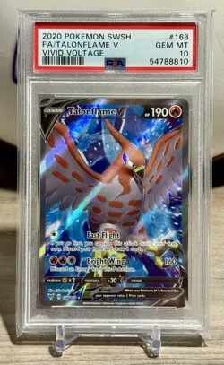 2020 POKEMON SWORD & SHIELD VIVID VOLTAGE #168 FULL ART/TALONFLAME V PSA 10 - Image 1