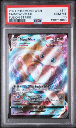 2021 POKEMON SWORD & SHIELD FUSION STRIKE #114 FULL ART/MEW VMAX PSA 10 - Image 1