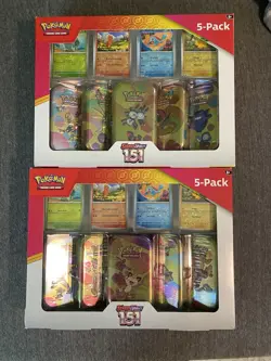 Pokemon TCG Scarlet & Violet 151 Mini Tins 5-Pack Costco Bundle Compete Set of 2 - Image 1