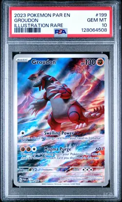 2023 POKEMON PAR EN-PARADOX RIFT ILLUSTRATION RARE #199 GROUDON PSA 10 - Image 1