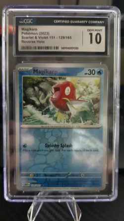 Reverse Holo Magikarp 129/165 Common Scarlet and Violet 151 Pokemon CGC 10 - Image 1