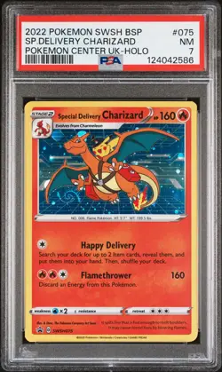 2022 POKEMON SWSH BLACK STAR PROMO #075 SPECIAL DELIVERY CHARIZARD-HOLO PSA 7 - Image 1