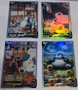 Lot of 4 Custom holo Snorlax V Pokemon Trading Card sleeved & top loaded - Image 1