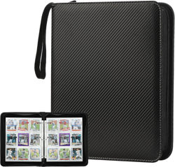 Trading Card Binder with Sleeves 9 Pocket Premium 720 Double Sided Pocket PU Car - Image 1