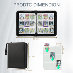 Trading Card Binder with Sleeves 9 Pocket Premium 720 Double Sided Pocket PU Car - Image 2