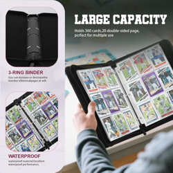 Trading Card Binder with Sleeves 9 Pocket Premium 720 Double Sided Pocket PU Car - Image 4