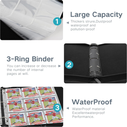 Trading Card Binder with Sleeves 9 Pocket Premium 720 Double Sided Pocket PU Car - Image 5