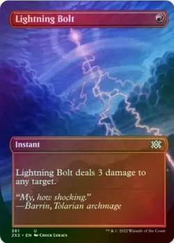 1 x Lightning Bolt - Foil - Borderless - Double Masters 2022 - LP - MTG - Image 1