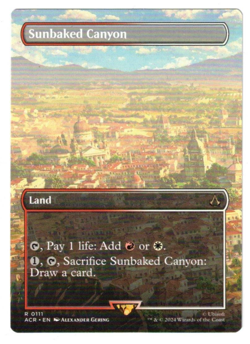 MTG SUNBAKED CANYON ASSASSIN'S CREED BORDERLESS RARE LAND RED WHITE NM BOROS - Image 1