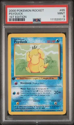 Psyduck 2000 Pokemon Rocket #65 1st Edition PSA 9 NEW SLAB - Image 1