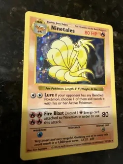 1999 Holo Rare Shadowless Ninetales 12/102 Base Set Pokemon Card TCG - Image 2