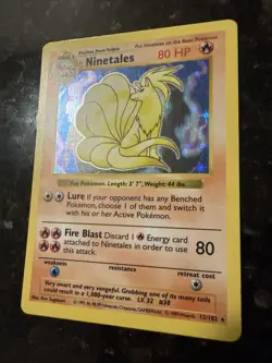 1999 Holo Rare Shadowless Ninetales 12/102 Base Set Pokemon Card TCG - Image 3