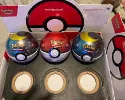 New Lot Of 3 Pokemon TCG Pokeball Tins All Sealed Mixed Lot d25 with display - Image 1