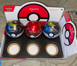 New Lot Of 3 Pokemon TCG Pokeball Tins All Sealed Mixed Lot d25 with display - Image 2