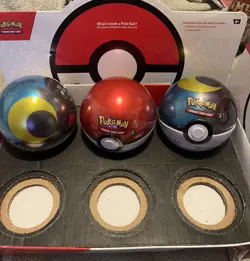 New Lot Of 3 Pokemon TCG Pokeball Tins All Sealed Mixed Lot d25 with display - Image 4