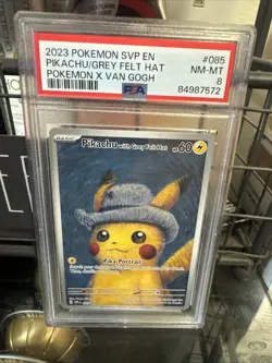 Pokemon Pikachu with Grey Felt Hat Van Gogh Full Art Promo SVP EN 085 PSA 8 - Image 1