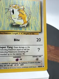 🐁 1999 Shadowless Raticate Base Set 40/102 Pokemon TCG Uncommon - Image 3