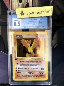 MOLTRES 12/62 1999 Pokemon Fossil 1st Edition Holo - CGC 8.5 - Image 1