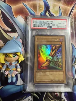 1 X Yu-Gi-Oh! Right Leg of the Forbidden One - GLOSSY 1st Ed LOB-120 PSA 8 NM! - Image 1