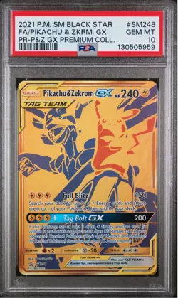 Pokemon Pikachu & Zekrom SM248 Black Star Promo Card GX TAG TEAM PSA 10 - Image 1